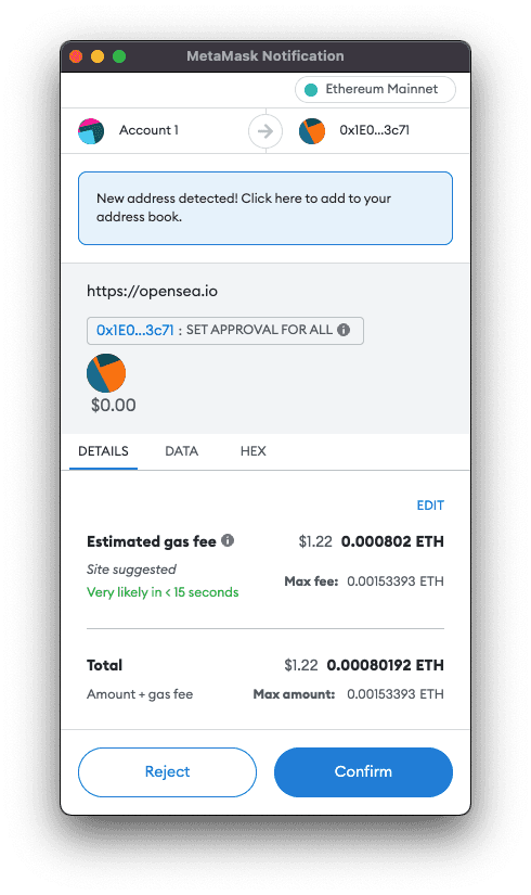 Metamask Opensea Transaction