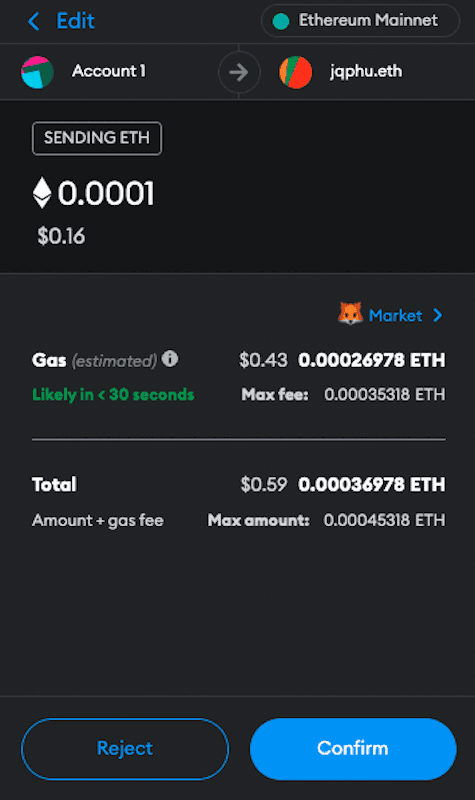 Regular Metamask Transaction